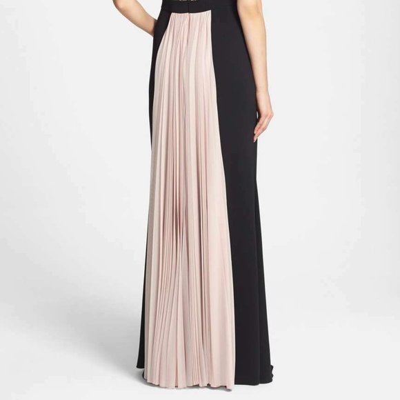 $360 JS COLLECTIONS Lace Pleat Panel Crepe Gown Wedding Mother of Bride 10 - Picture 6 of 7